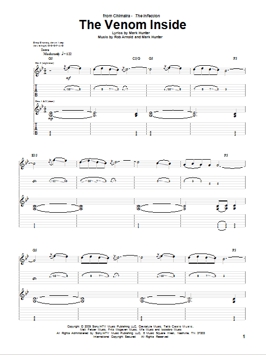 Chimaira The Venom Inside Sheet Music Notes & Chords for Guitar Tab - Download or Print PDF