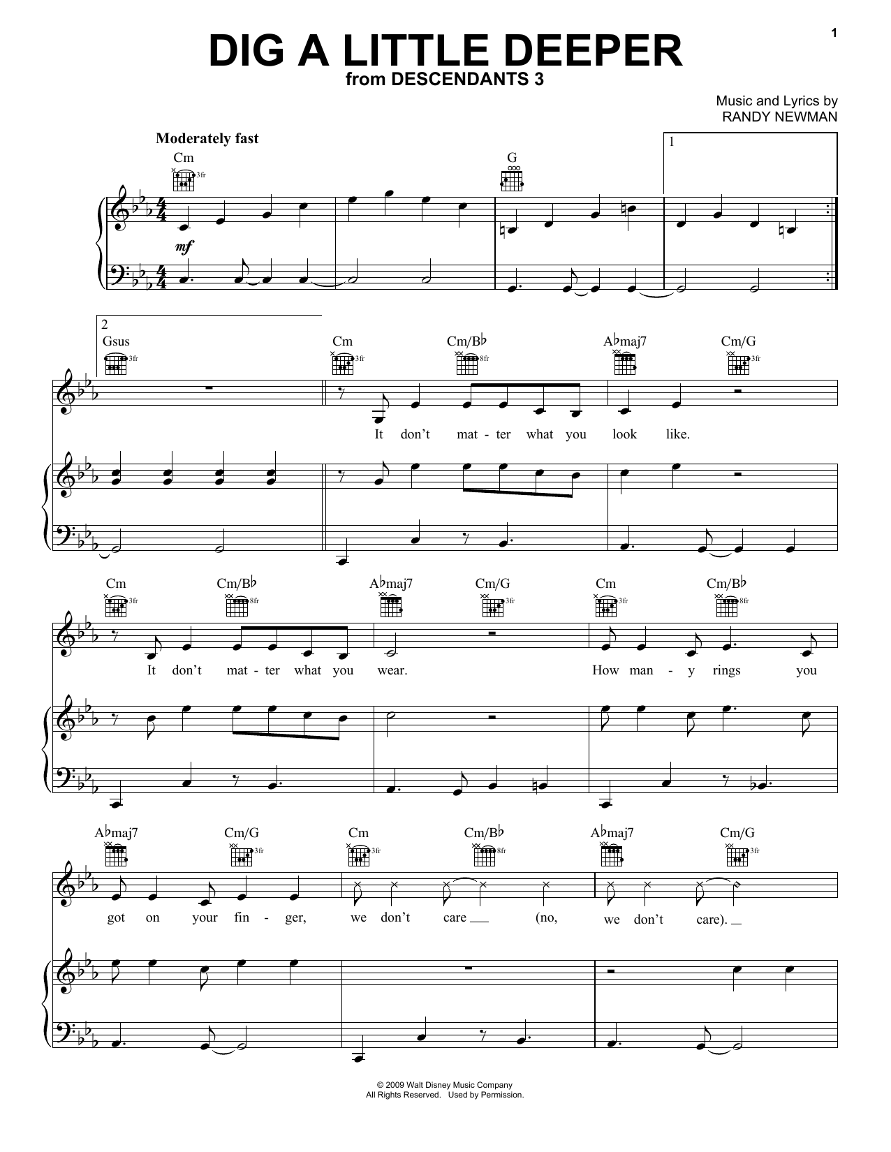 China Anne McClain Dig A Little Deeper (from Disney's Descendants 3) Sheet Music Notes & Chords for Piano, Vocal & Guitar (Right-Hand Melody) - Download or Print PDF