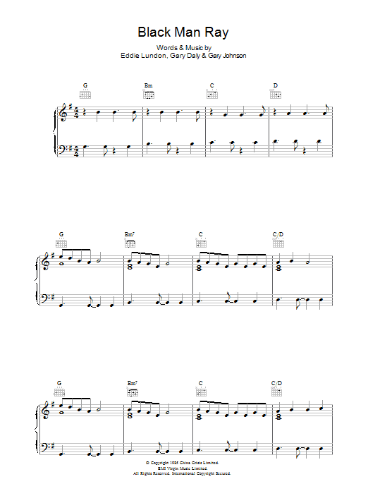 China Crisis Black Man Ray Sheet Music Notes & Chords for Piano, Vocal & Guitar (Right-Hand Melody) - Download or Print PDF