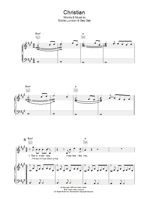 China Crisis Christian Sheet Music Notes & Chords for Piano, Vocal & Guitar - Download or Print PDF