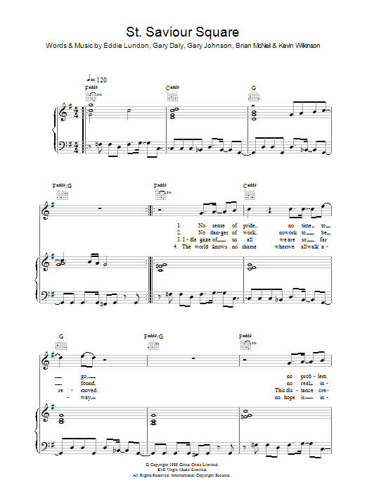 China Crisis St. Saviour Square Sheet Music Notes & Chords for Piano, Vocal & Guitar - Download or Print PDF