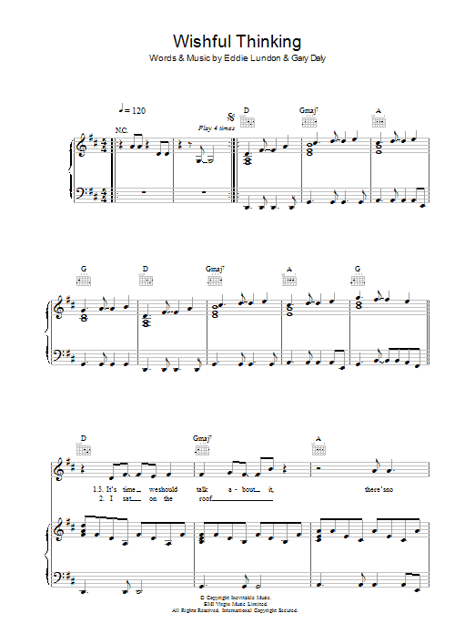 China Crisis Wishful Thinking Sheet Music Notes & Chords for Piano, Vocal & Guitar - Download or Print PDF