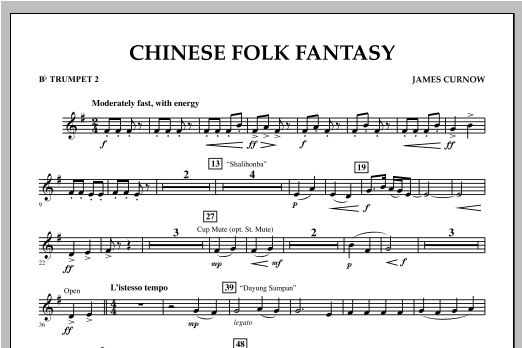 James Curnow Chinese Folk Fantasy Bb Trumpet 2 Sheet Music Download Pdf Score 307072