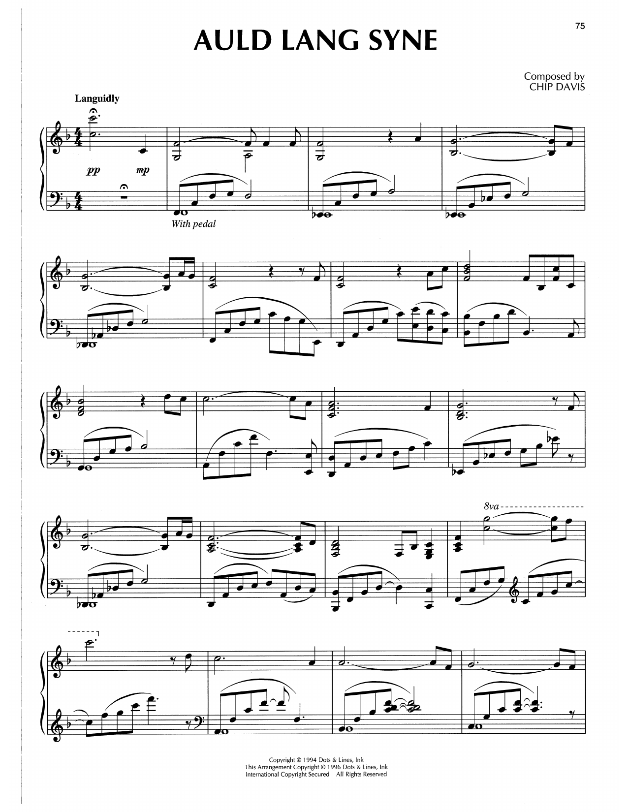 Chip Davis Auld Lang Syne Sheet Music Notes & Chords for Piano Solo - Download or Print PDF