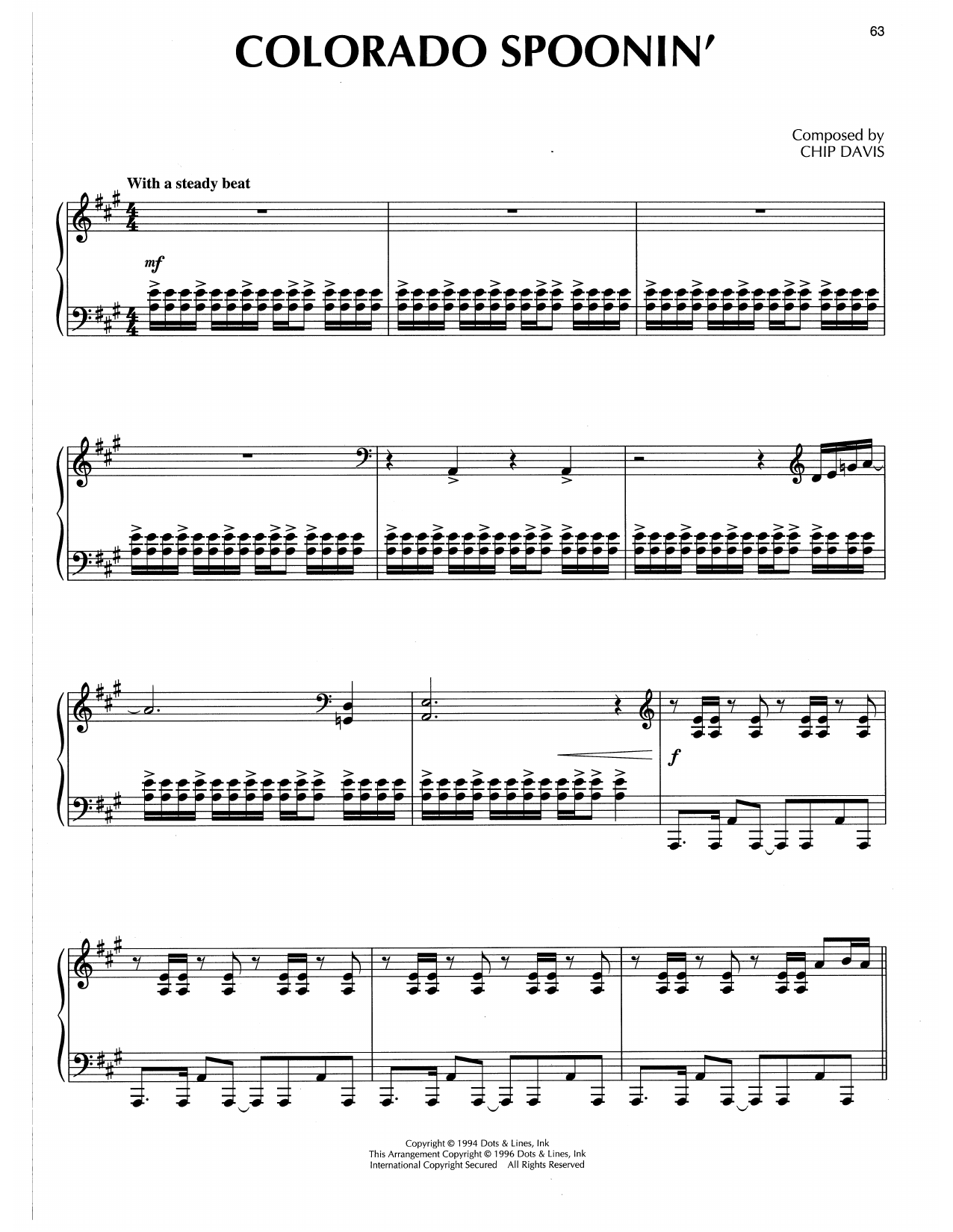Chip Davis Colorado Spoonin' Sheet Music Notes & Chords for Piano Solo - Download or Print PDF Chip Davis Colorado Spoonin' Sheet Music Notes & Chords for Piano Solo - Download or Print PDF