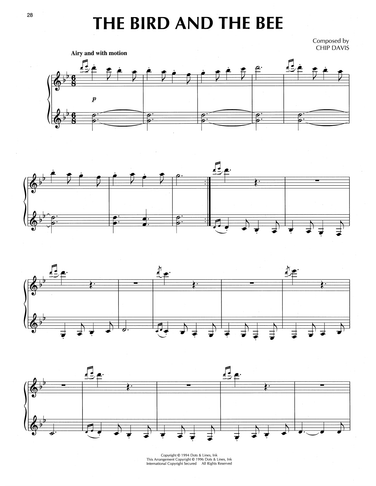 Chip Davis The Bird And The Bee Sheet Music Notes & Chords for Piano Solo - Download or Print PDF