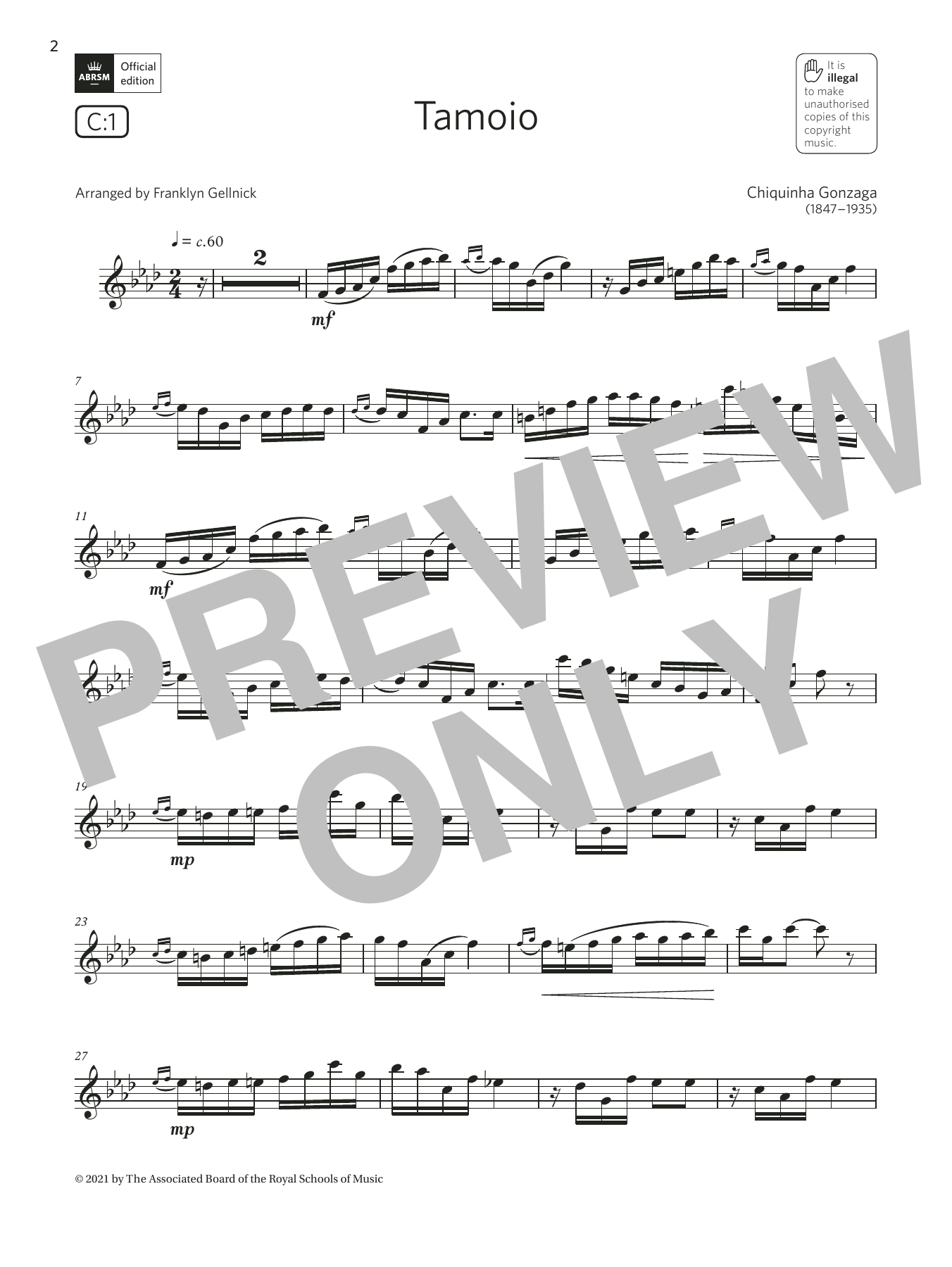 Chiquinha Gonzaga Tamoio (Grade 6 List C1 from the ABRSM Clarinet syllabus from 2022) Sheet Music Notes & Chords for Clarinet Solo - Download or Print PDF