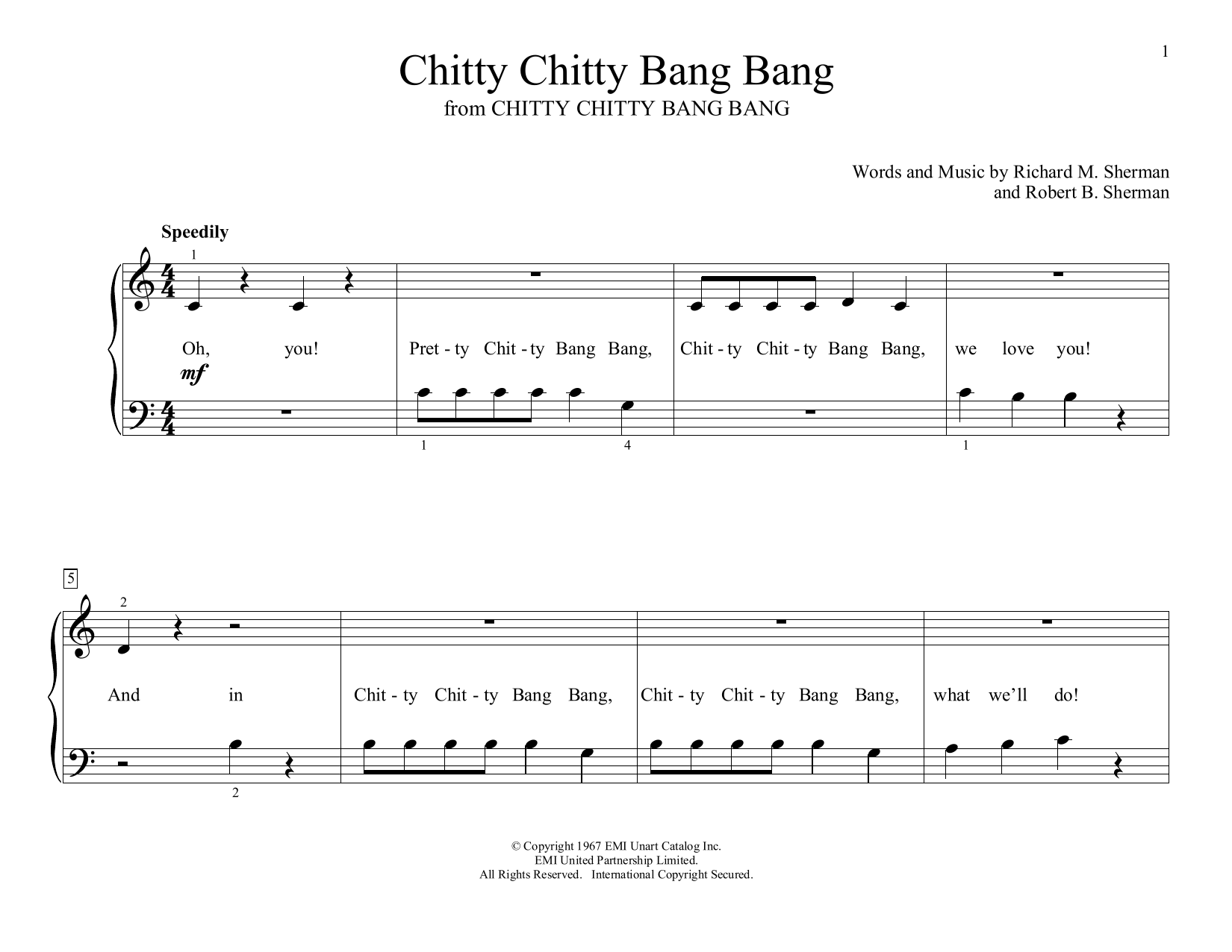 Richard Sherman Robert Sherman Chitty Chitty Bang Bang Arr Christopher Hussey Sheet Music Download Pdf Score 411386