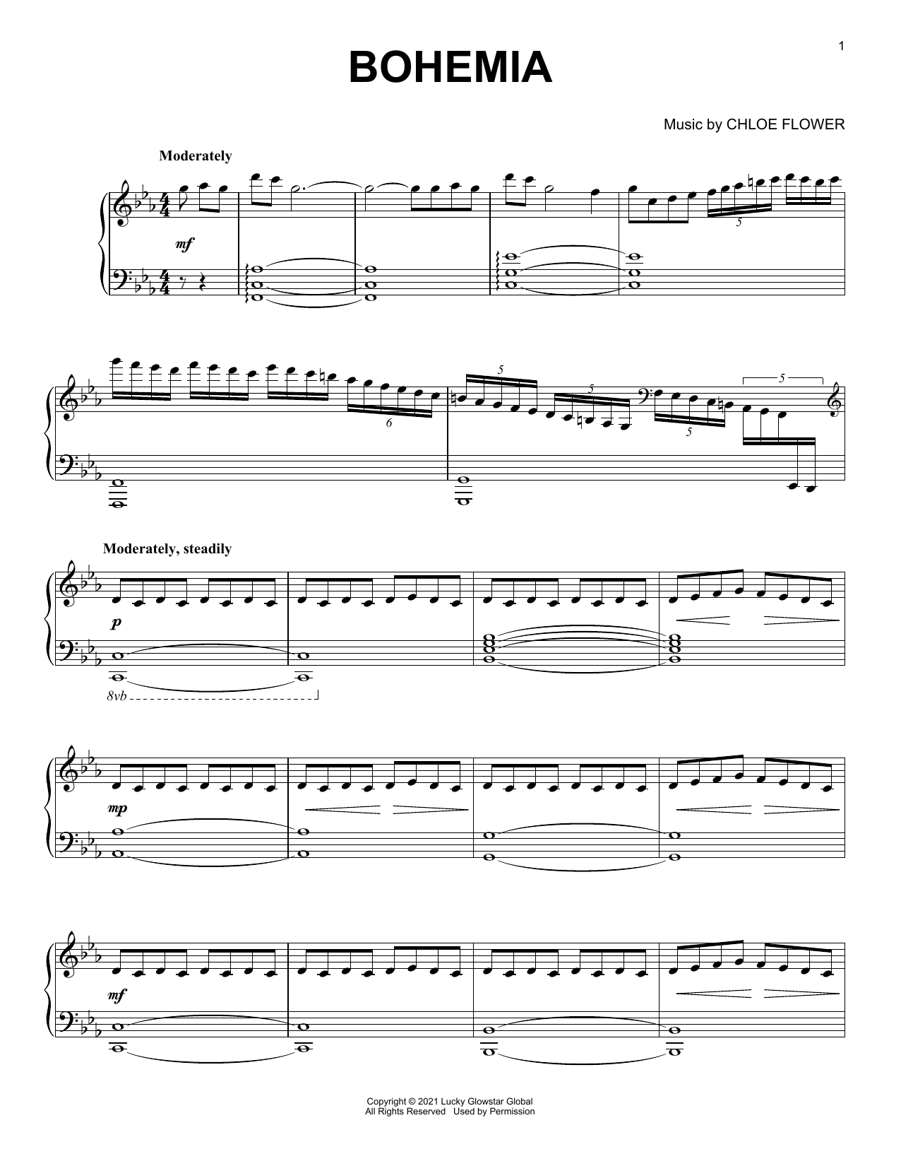 Chloe Flower Bohemia Sheet Music Notes & Chords for Piano Solo - Download or Print PDF