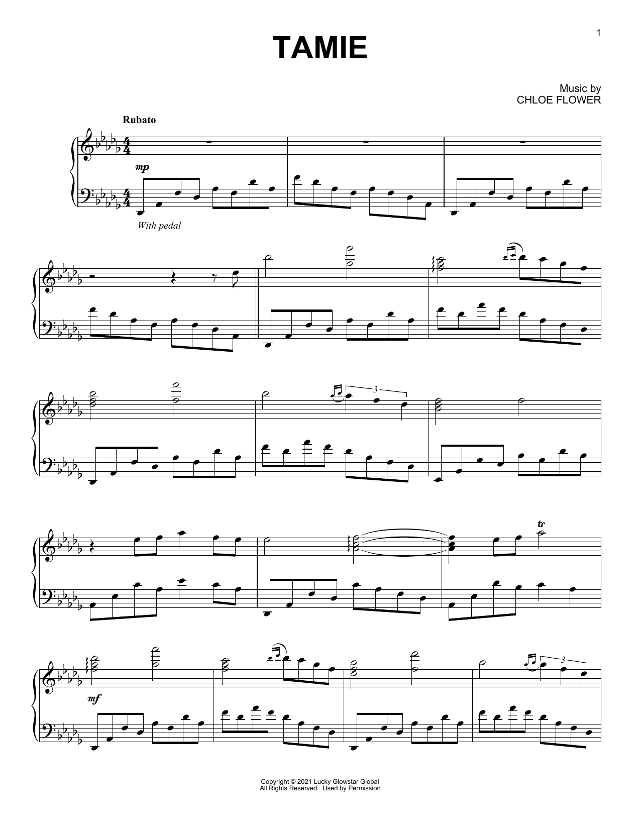 Chloe Flower Tamie Sheet Music Notes & Chords for Piano Solo - Download or Print PDF
