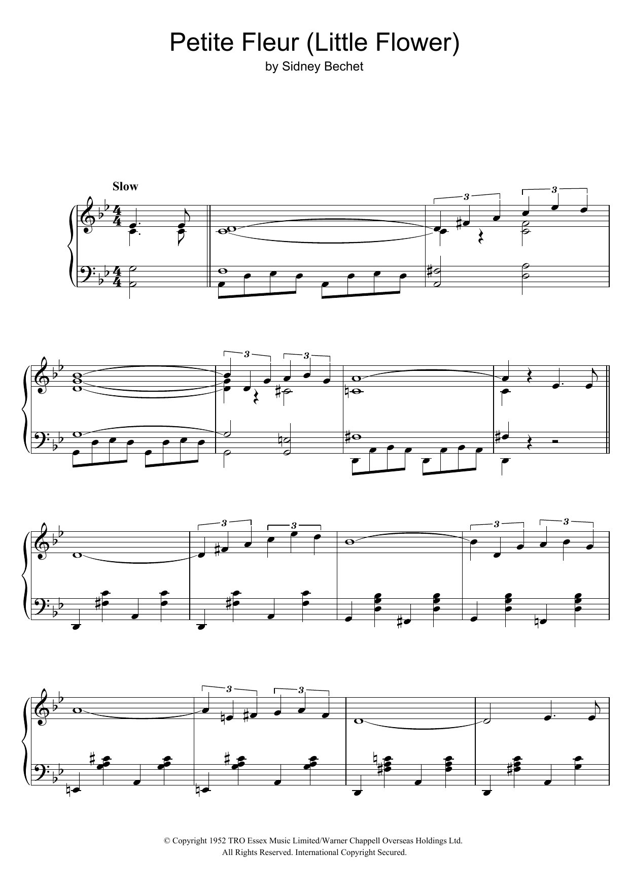 Chris Barber's Jazz Band Petite Fleur (Little Flower) Sheet Music Notes & Chords for Piano - Download or Print PDF