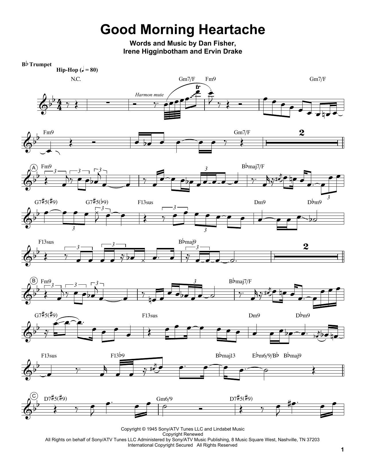 Chris Botti Good Morning Heartache Sheet Music Notes & Chords for Trumpet Transcription - Download or Print PDF