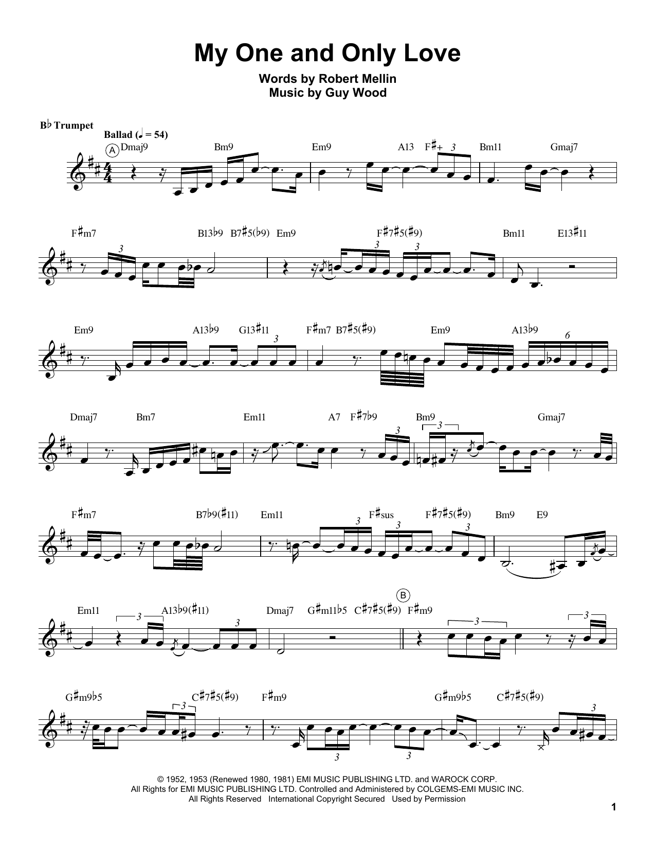 Chris Botti My One And Only Love Sheet Music Notes & Chords for Trumpet Transcription - Download or Print PDF