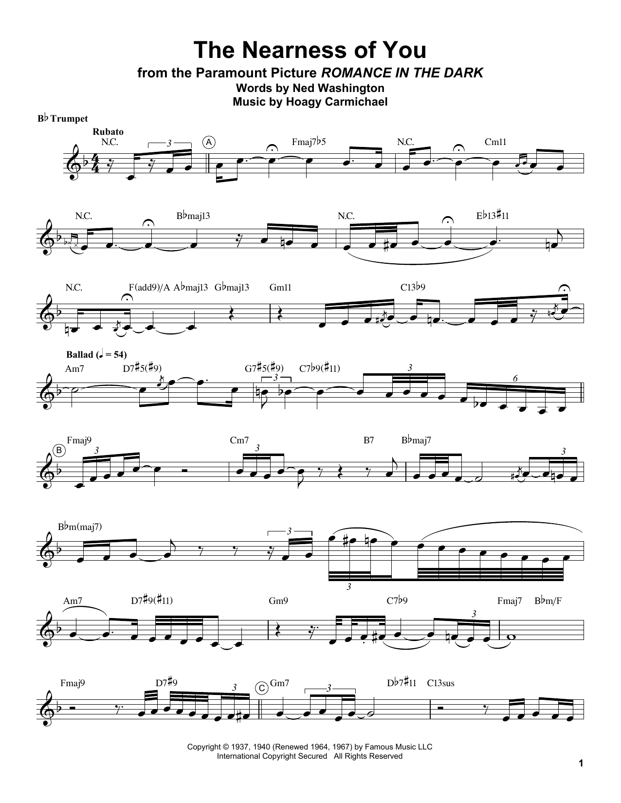 Chris Botti The Nearness Of You Sheet Music Notes & Chords for Trumpet Transcription - Download or Print PDF