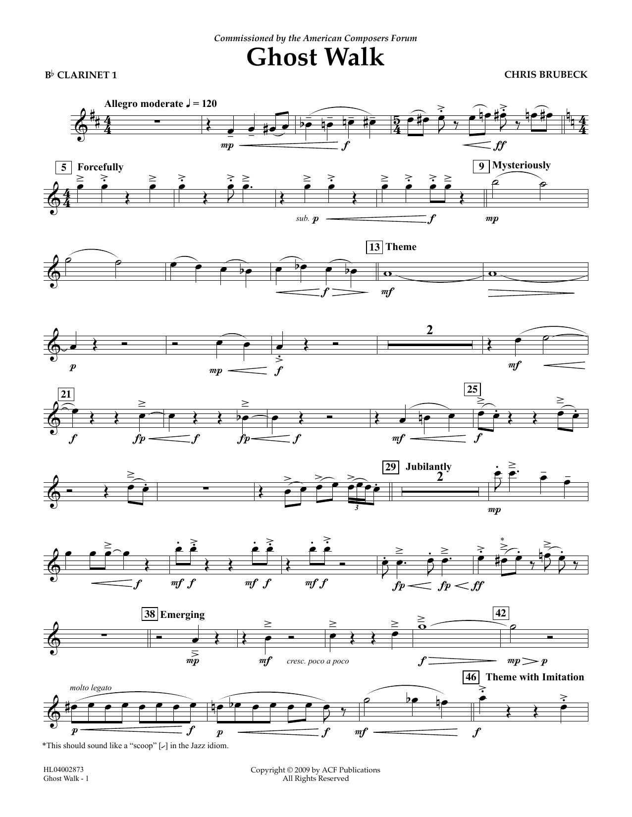 Chris Brubeck Ghost Walk - Bb Clarinet 1 Sheet Music Notes & Chords for Concert Band - Download or Print PDF