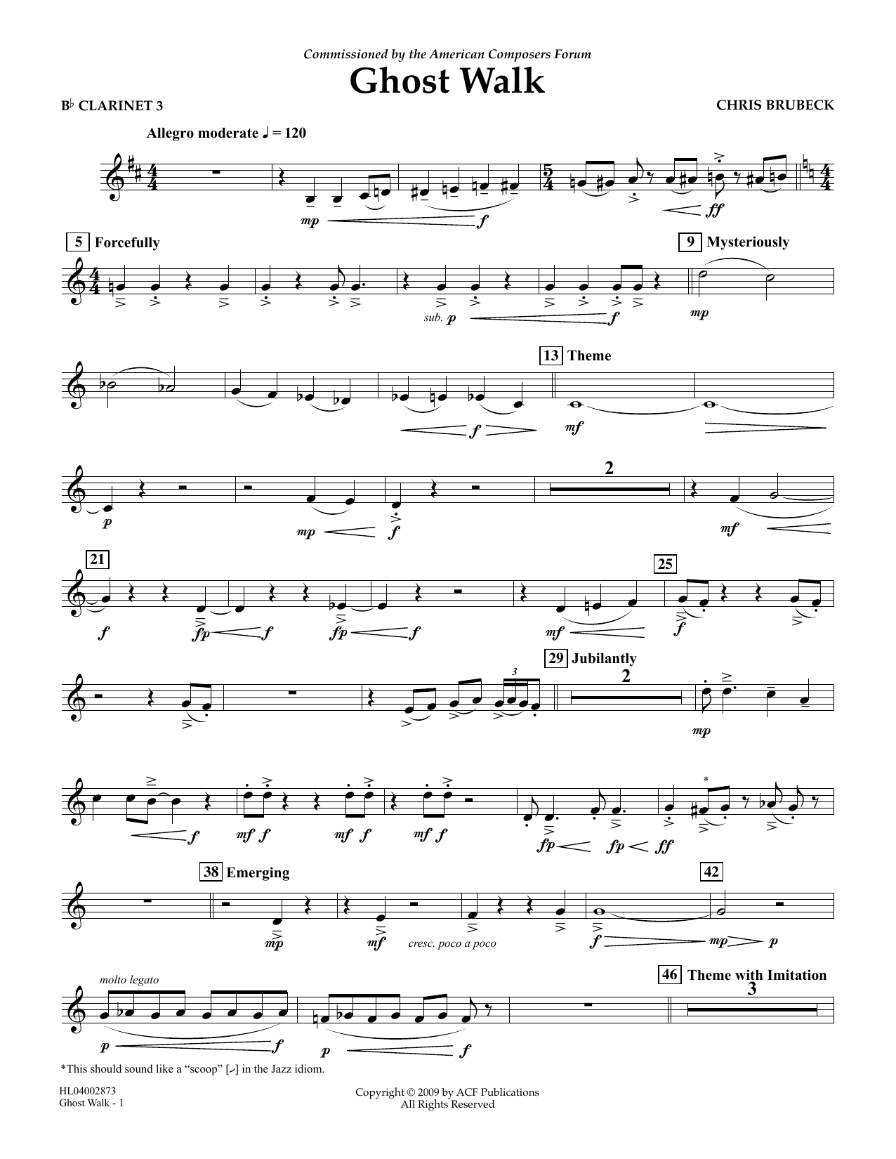Chris Brubeck Ghost Walk - Bb Clarinet 3 Sheet Music Notes & Chords for Concert Band - Download or Print PDF