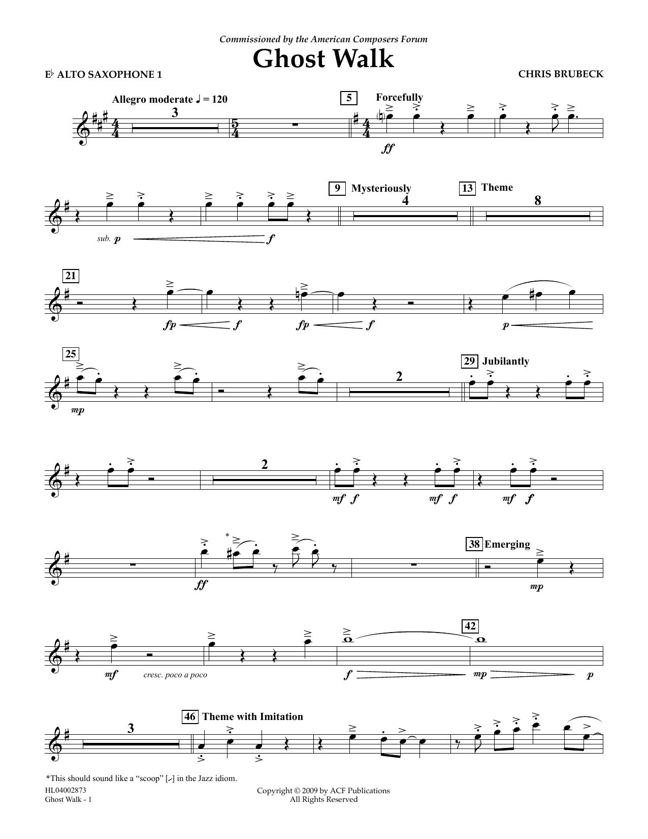 Chris Brubeck Ghost Walk - Eb Alto Saxophone 1 Sheet Music Notes & Chords for Concert Band - Download or Print PDF