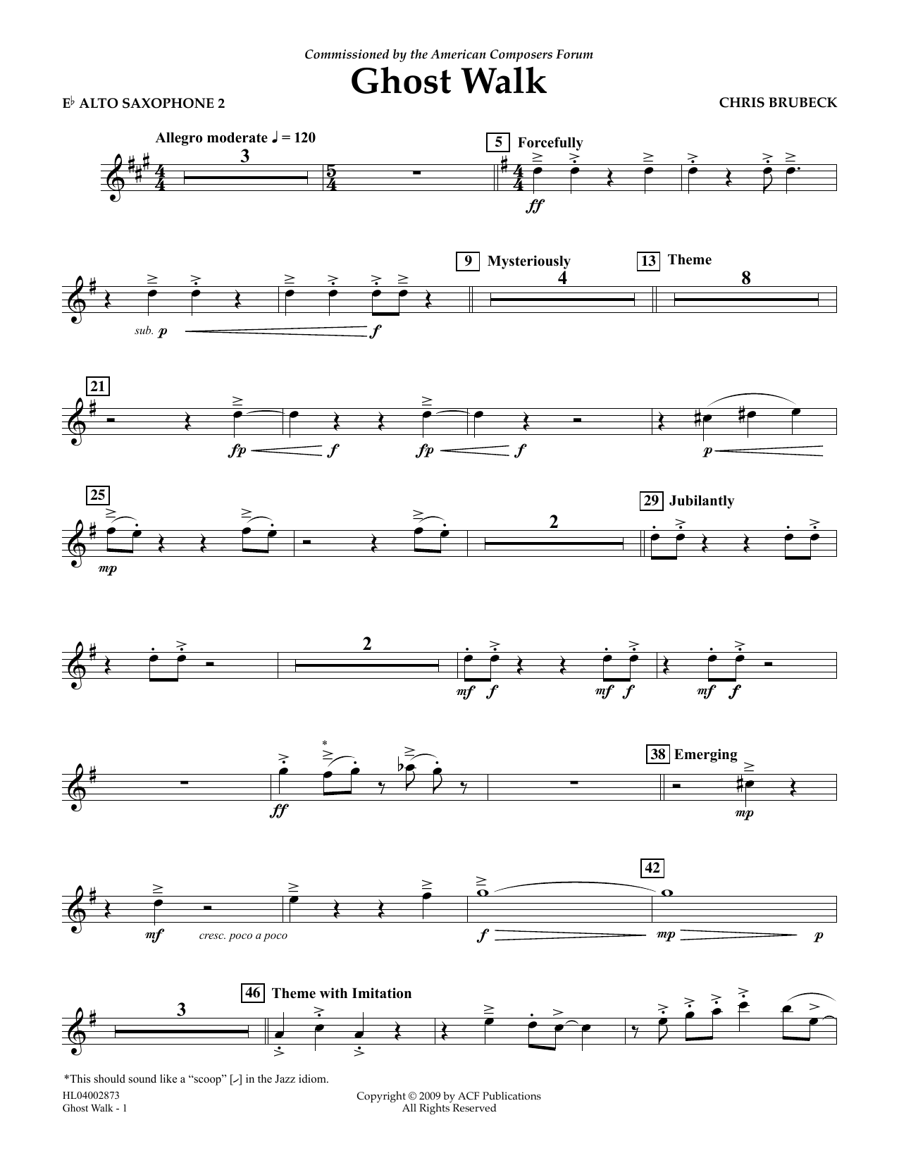Chris Brubeck Ghost Walk - Eb Alto Saxophone 2 Sheet Music Notes & Chords for Concert Band - Download or Print PDF