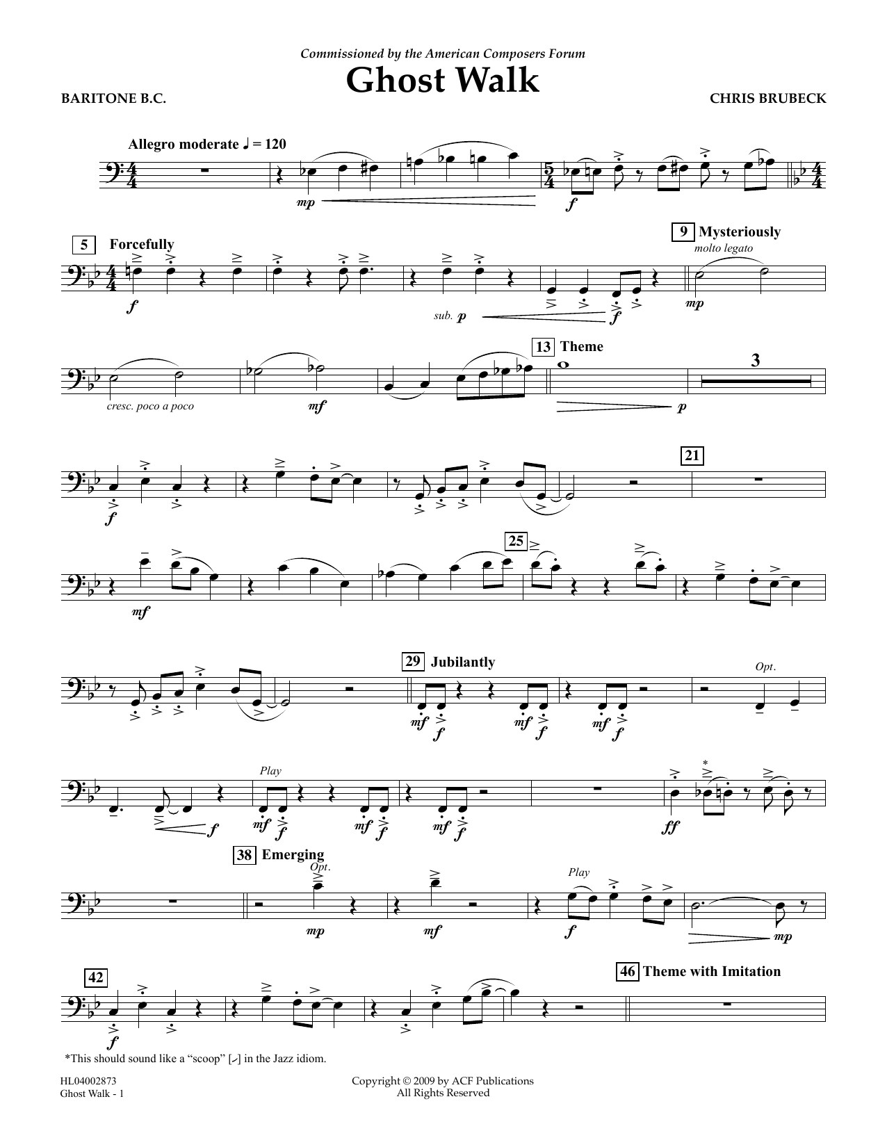 Chris Brubeck Ghost Walk - Euphonium in Bass Clef Sheet Music Notes & Chords for Concert Band - Download or Print PDF