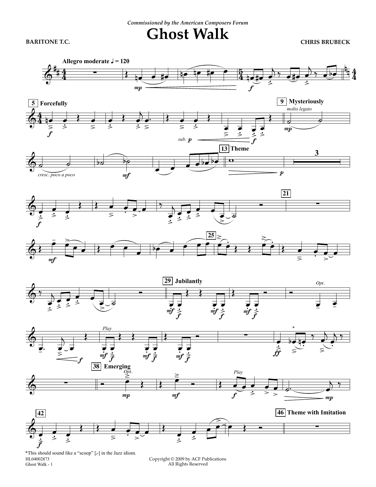 Chris Brubeck Ghost Walk - Euphonium in Treble Clef Sheet Music Notes & Chords for Concert Band - Download or Print PDF