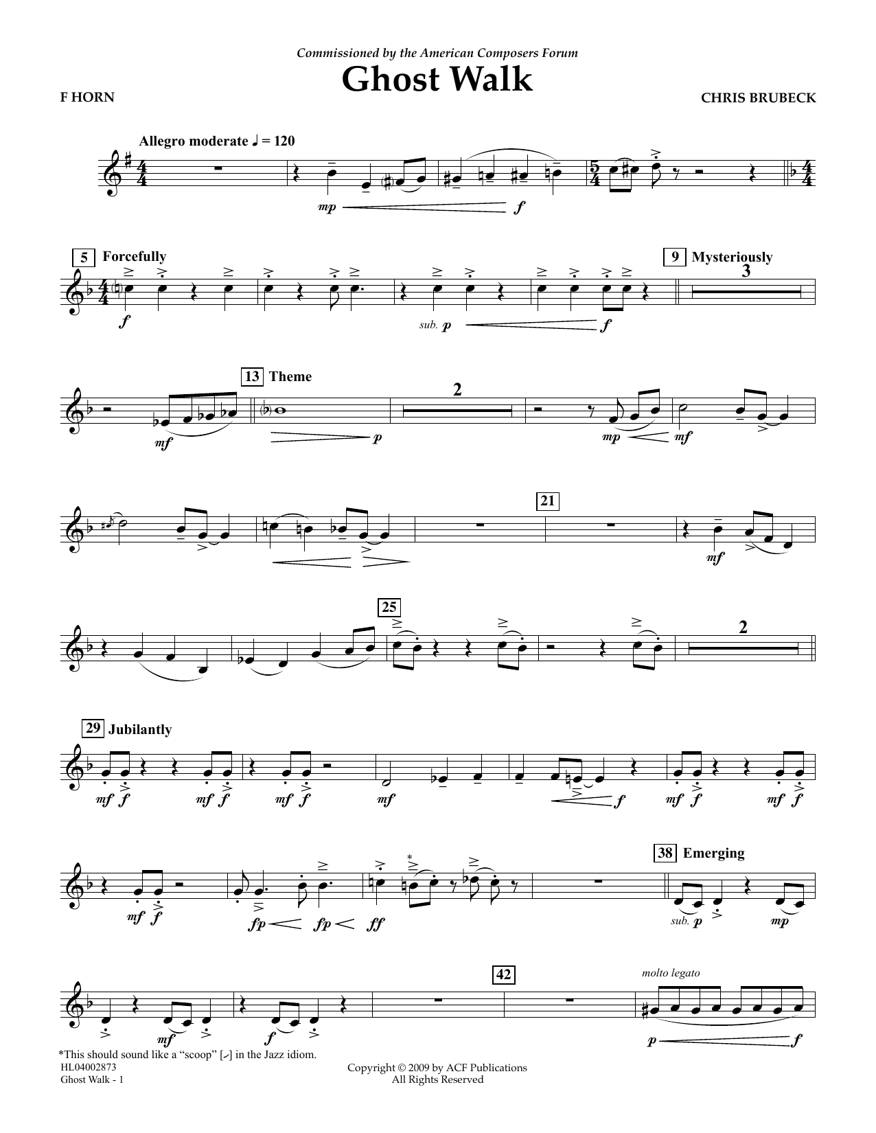 Chris Brubeck Ghost Walk - F Horn Sheet Music Notes & Chords for Concert Band - Download or Print PDF