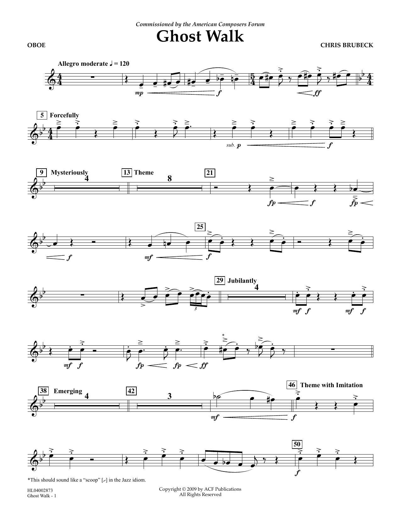 Chris Brubeck Ghost Walk - Oboe Sheet Music Notes & Chords for Concert Band - Download or Print PDF