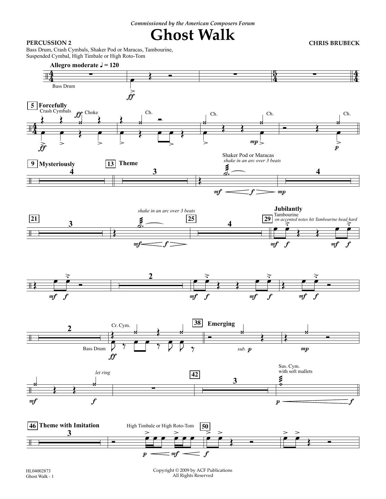 Chris Brubeck Ghost Walk - Percussion 2 Sheet Music Notes & Chords for Concert Band - Download or Print PDF