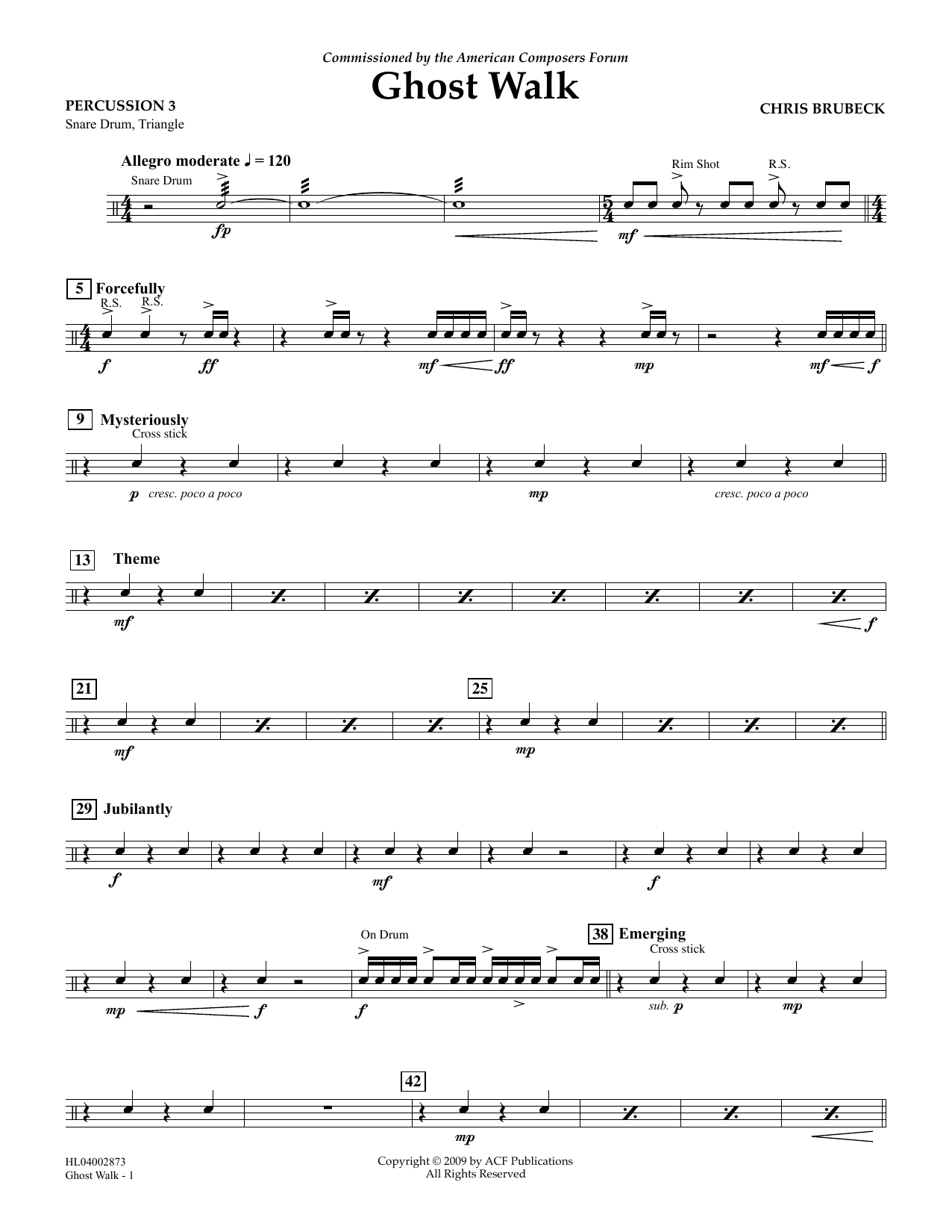 Chris Brubeck Ghost Walk - Percussion 3 Sheet Music Notes & Chords for Concert Band - Download or Print PDF