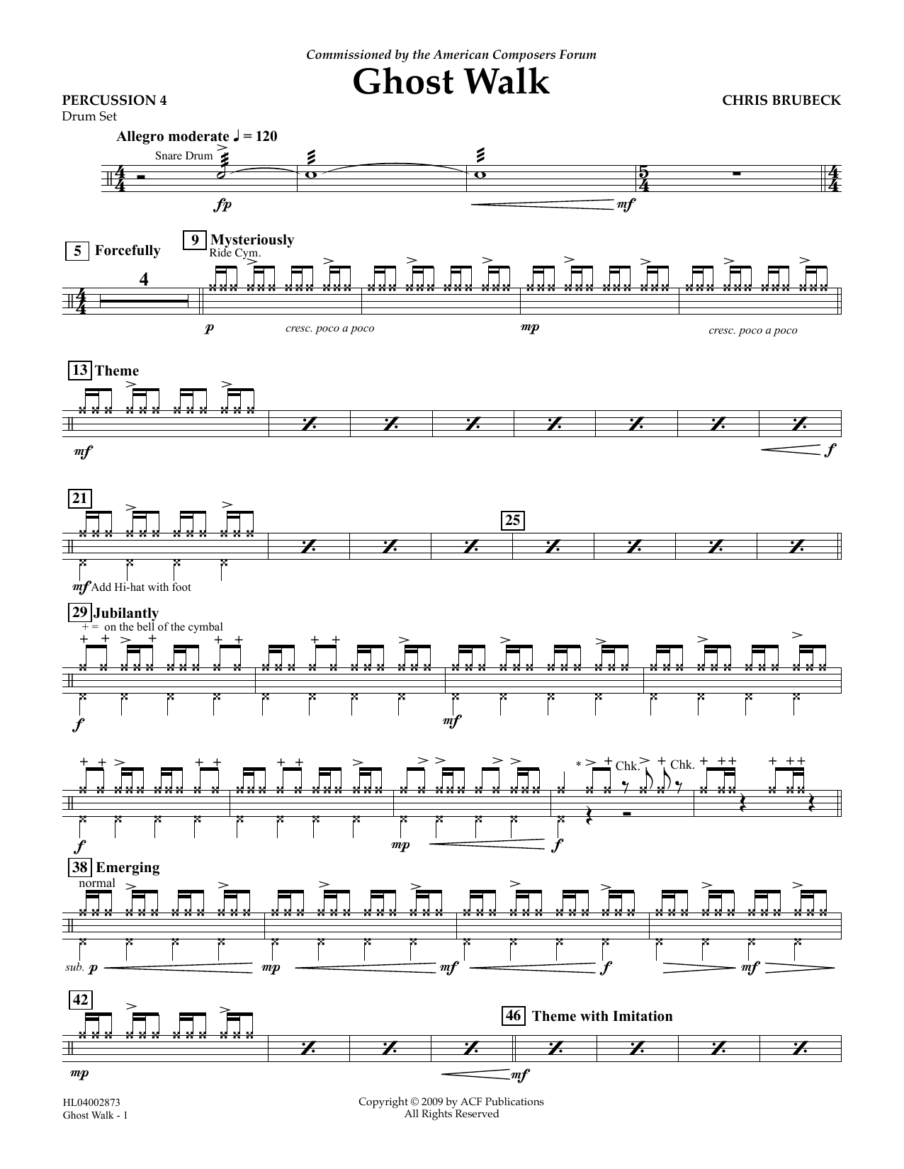 Chris Brubeck Ghost Walk - Percussion 4 Sheet Music Notes & Chords for Concert Band - Download or Print PDF