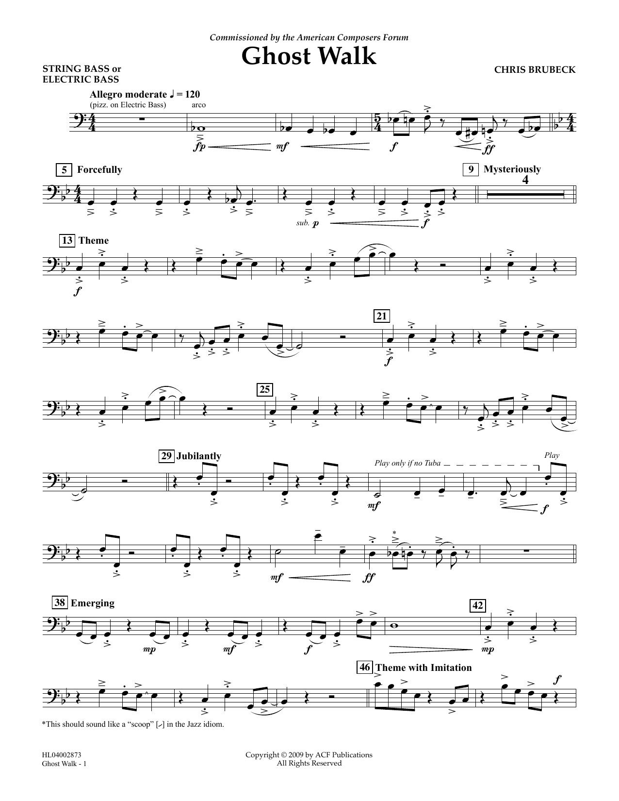 Chris Brubeck Ghost Walk - String Bass Sheet Music Notes & Chords for Concert Band - Download or Print PDF