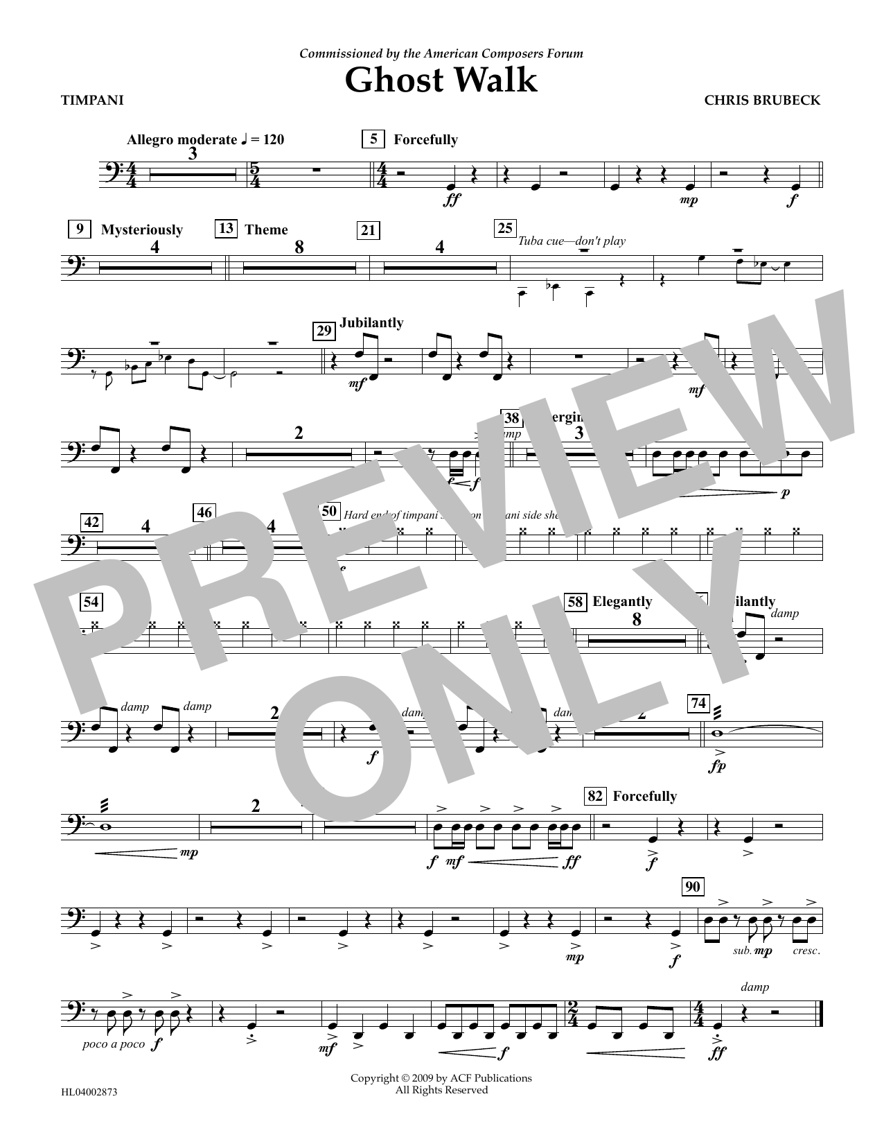 Chris Brubeck Ghost Walk - Timpani Sheet Music Notes & Chords for Concert Band - Download or Print PDF