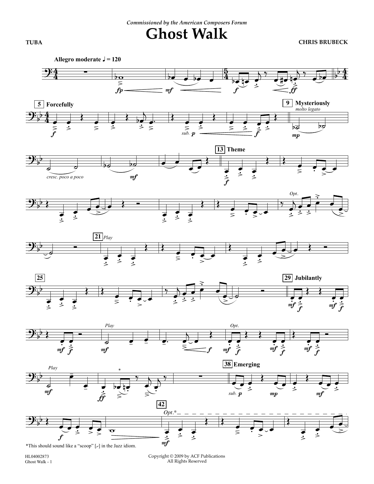 Chris Brubeck Ghost Walk - Tuba Sheet Music Notes & Chords for Concert Band - Download or Print PDF