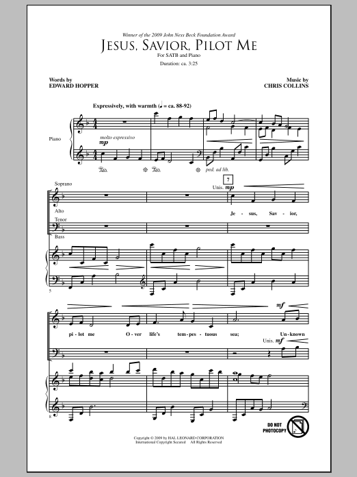 Chris Collins Jesus, Savior, Pilot Me Sheet Music Notes & Chords for SATB - Download or Print PDF