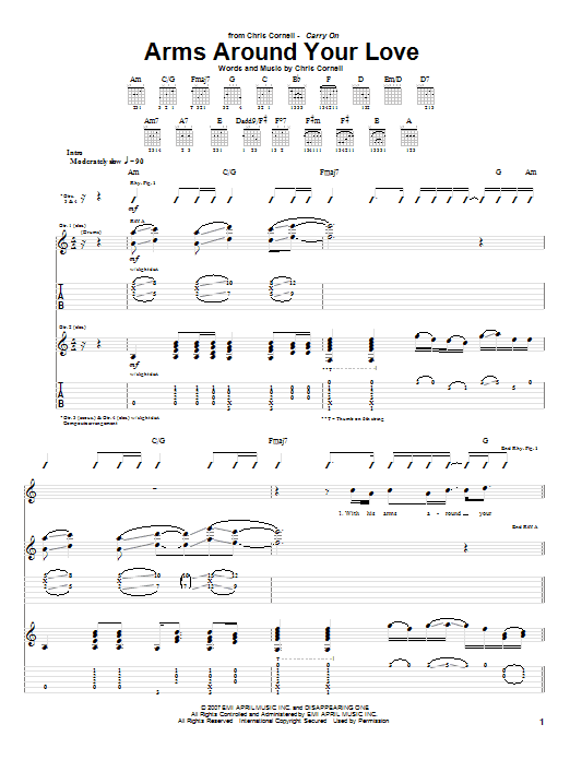 Chris Cornell Arms Around Your Love Sheet Music Notes & Chords for Guitar Tab - Download or Print PDF