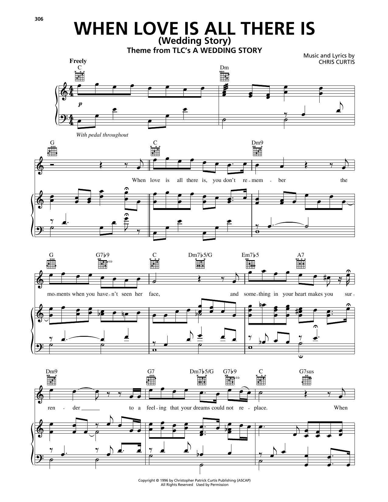 Chris Curtis When Love Is All There Is (Wedding Story) Sheet Music Notes & Chords for Piano, Vocal & Guitar Chords (Right-Hand Melody) - Download or Print PDF