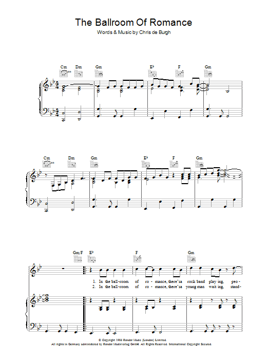 Chris de Burgh The Ballroom Of Romance Sheet Music Notes & Chords for Piano, Vocal & Guitar - Download or Print PDF