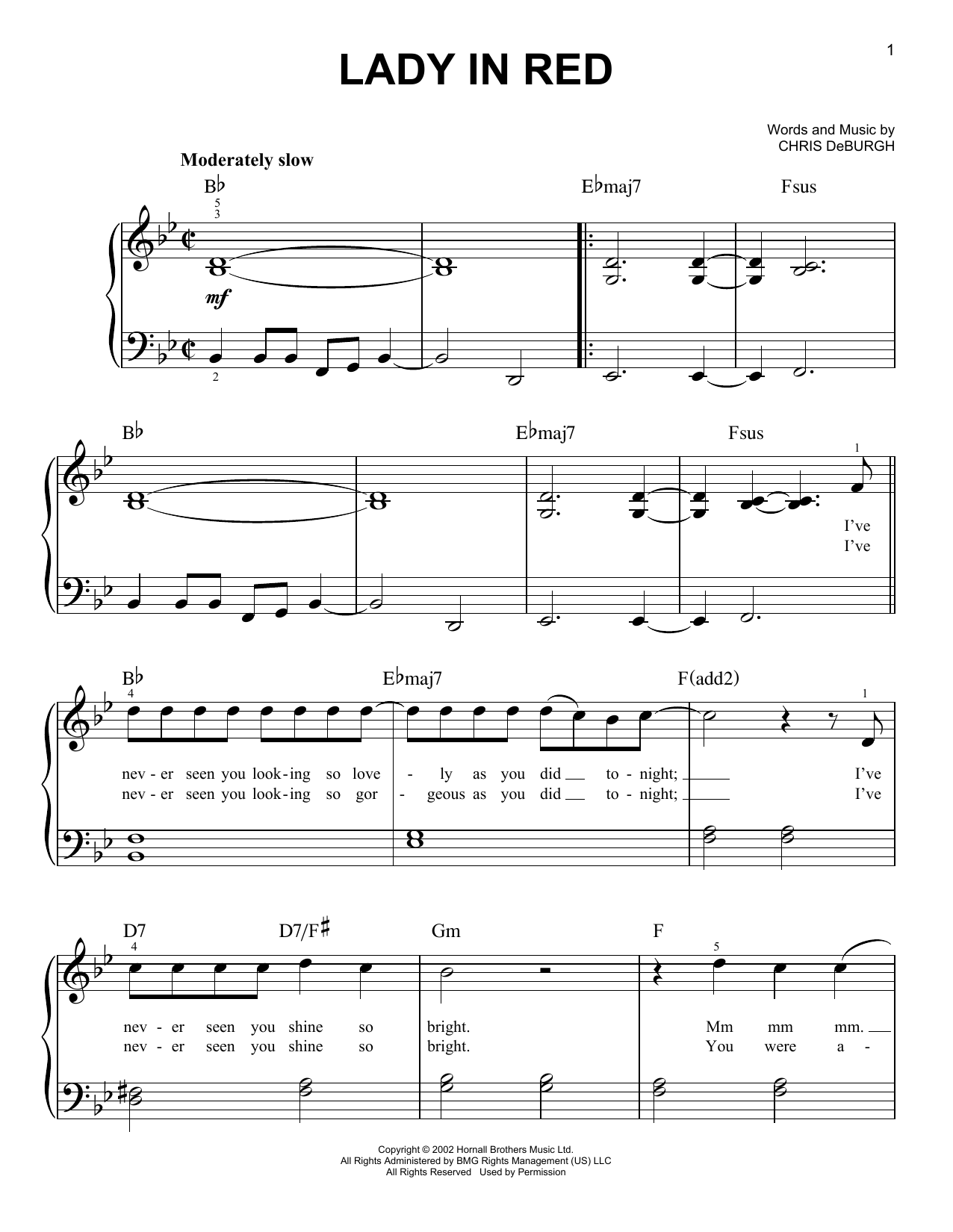 Chris DeBurgh Lady In Red Sheet Music Notes & Chords for Tenor Sax Solo - Download or Print PDF