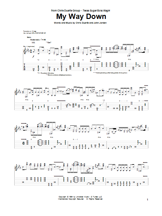 Chris Duarte My Way Down Sheet Music Notes & Chords for Guitar Tab - Download or Print PDF
