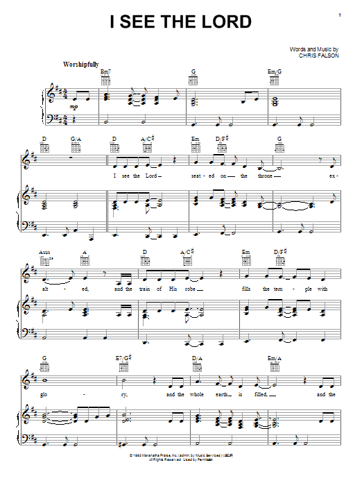 Chris Falson I See The Lord Sheet Music Notes & Chords for Easy Piano - Download or Print PDF