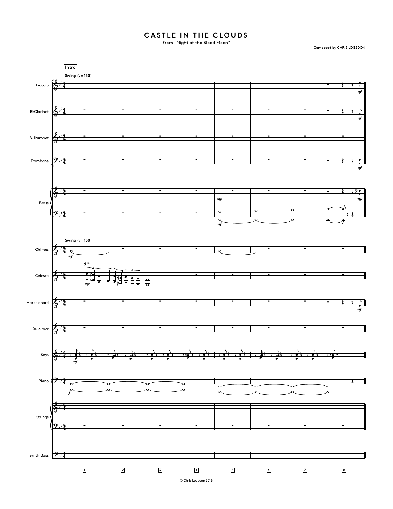 Chris Logsdon Castle In The Clouds (from Night of the Blood Moon) - Full Score Sheet Music Notes & Chords for Performance Ensemble - Download or Print PDF