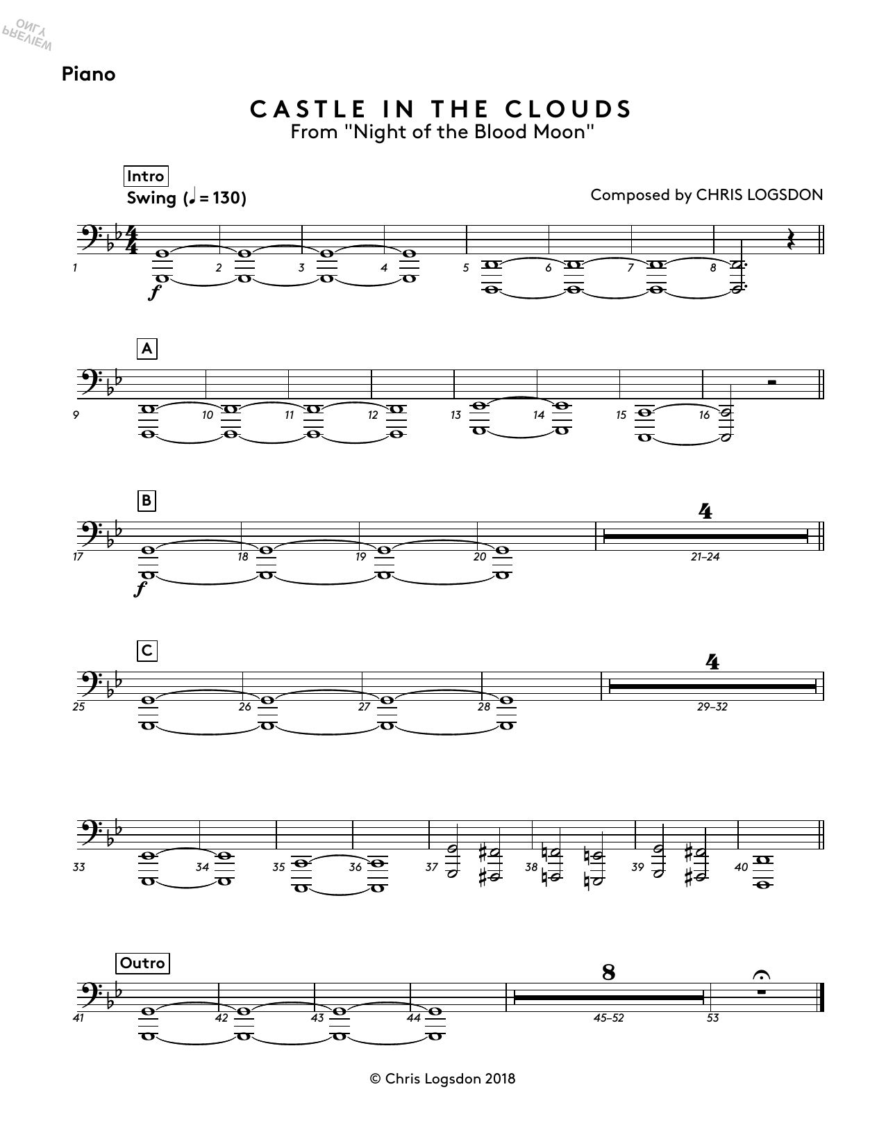 Chris Logsdon Castle In The Clouds (from Night of the Blood Moon) - Piano Sheet Music Notes & Chords for Performance Ensemble - Download or Print PDF