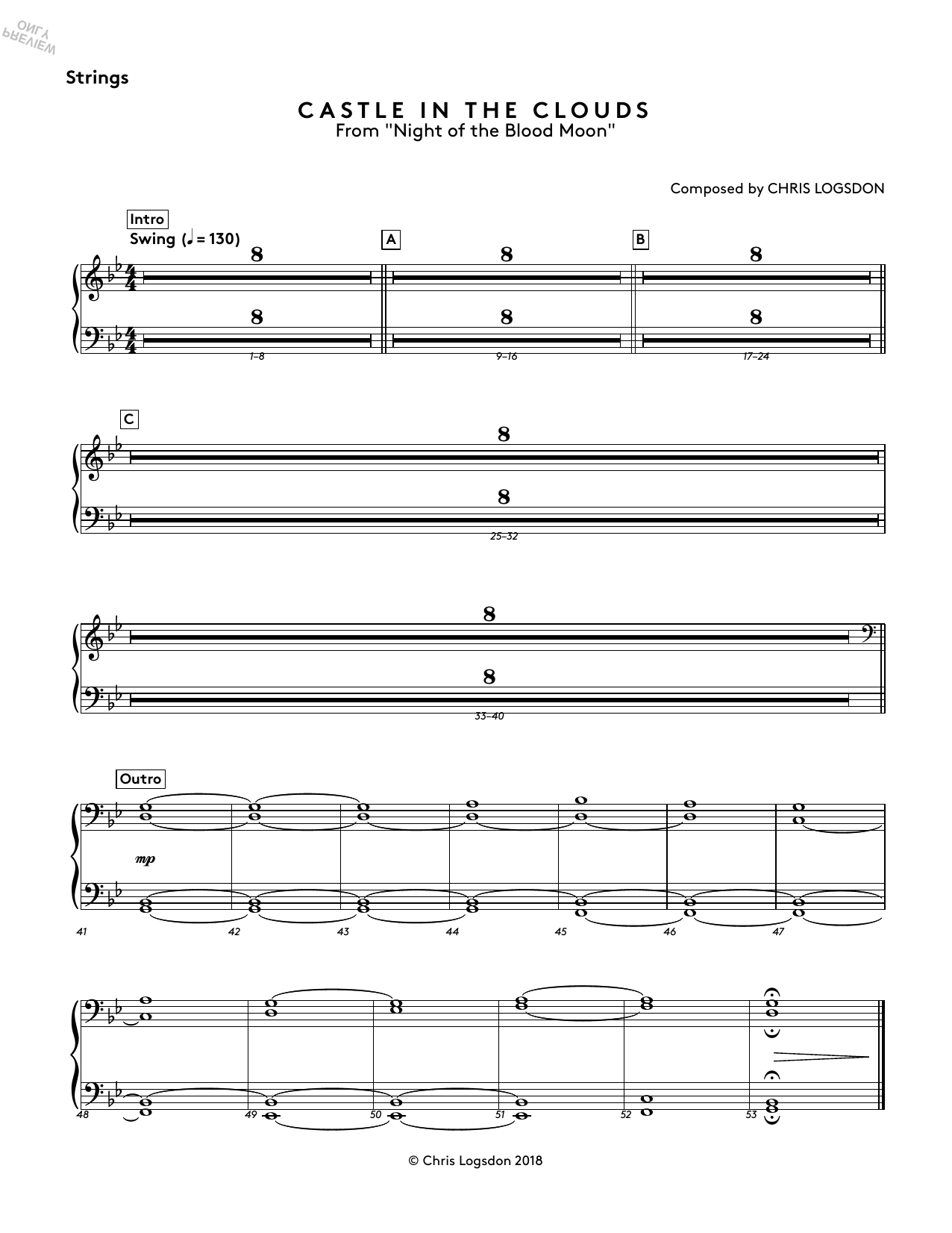 Chris Logsdon Castle In The Clouds (from Night of the Blood Moon) - Strings Sheet Music Notes & Chords for Performance Ensemble - Download or Print PDF