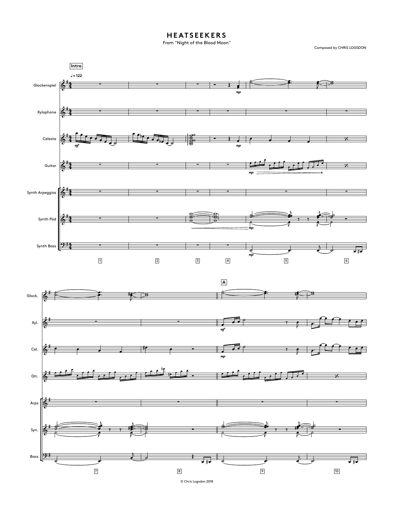 Chris Logsdon Heatseekers (from Night of the Blood Moon) - Full Score Sheet Music Notes & Chords for Performance Ensemble - Download or Print PDF