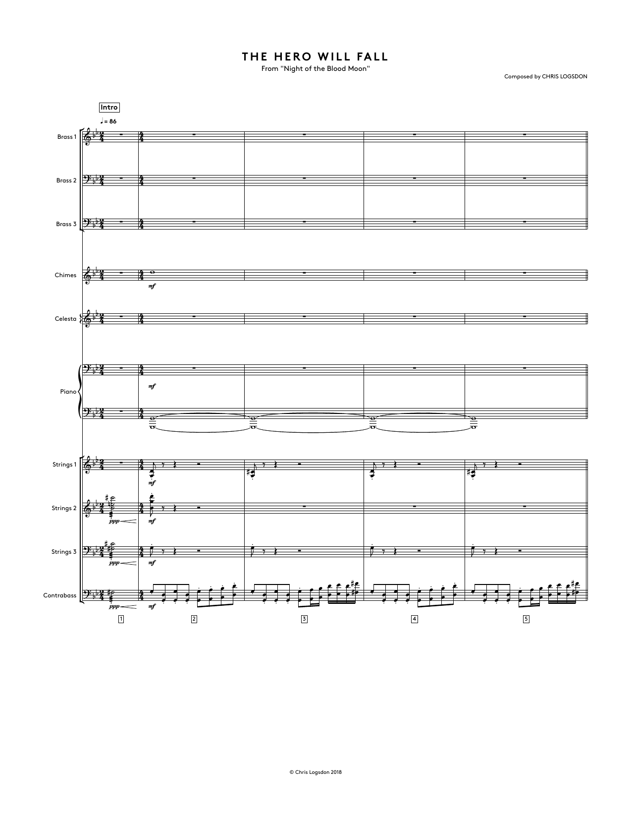 Chris Logsdon The Hero Will Fall (from Night of the Blood Moon) - Full Score Sheet Music Notes & Chords for Performance Ensemble - Download or Print PDF
