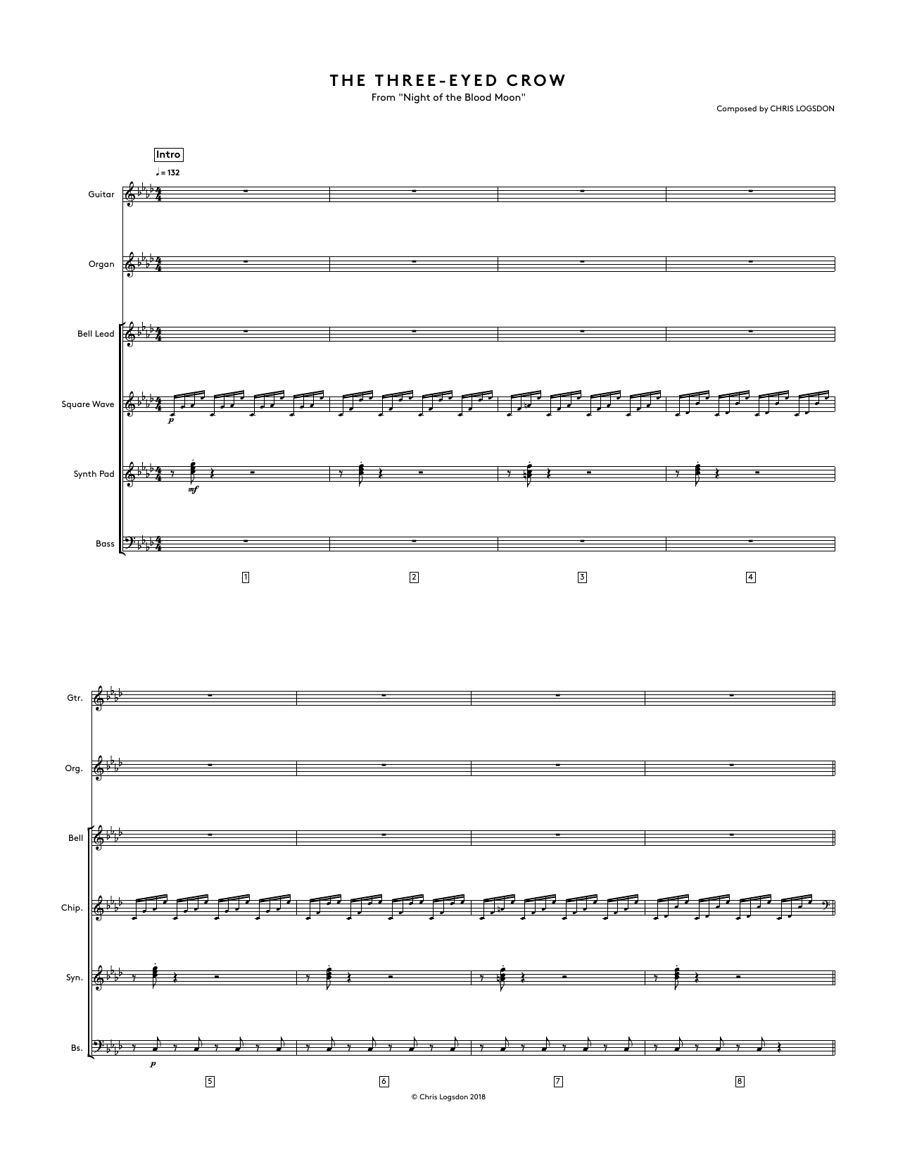 Chris Logsdon The Three-Eyed Crow (from Night of the Blood Moon) - Full Score Sheet Music Notes & Chords for Performance Ensemble - Download or Print PDF