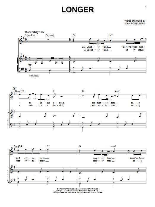Chris Mann Longer Sheet Music Notes & Chords for Piano & Vocal - Download or Print PDF