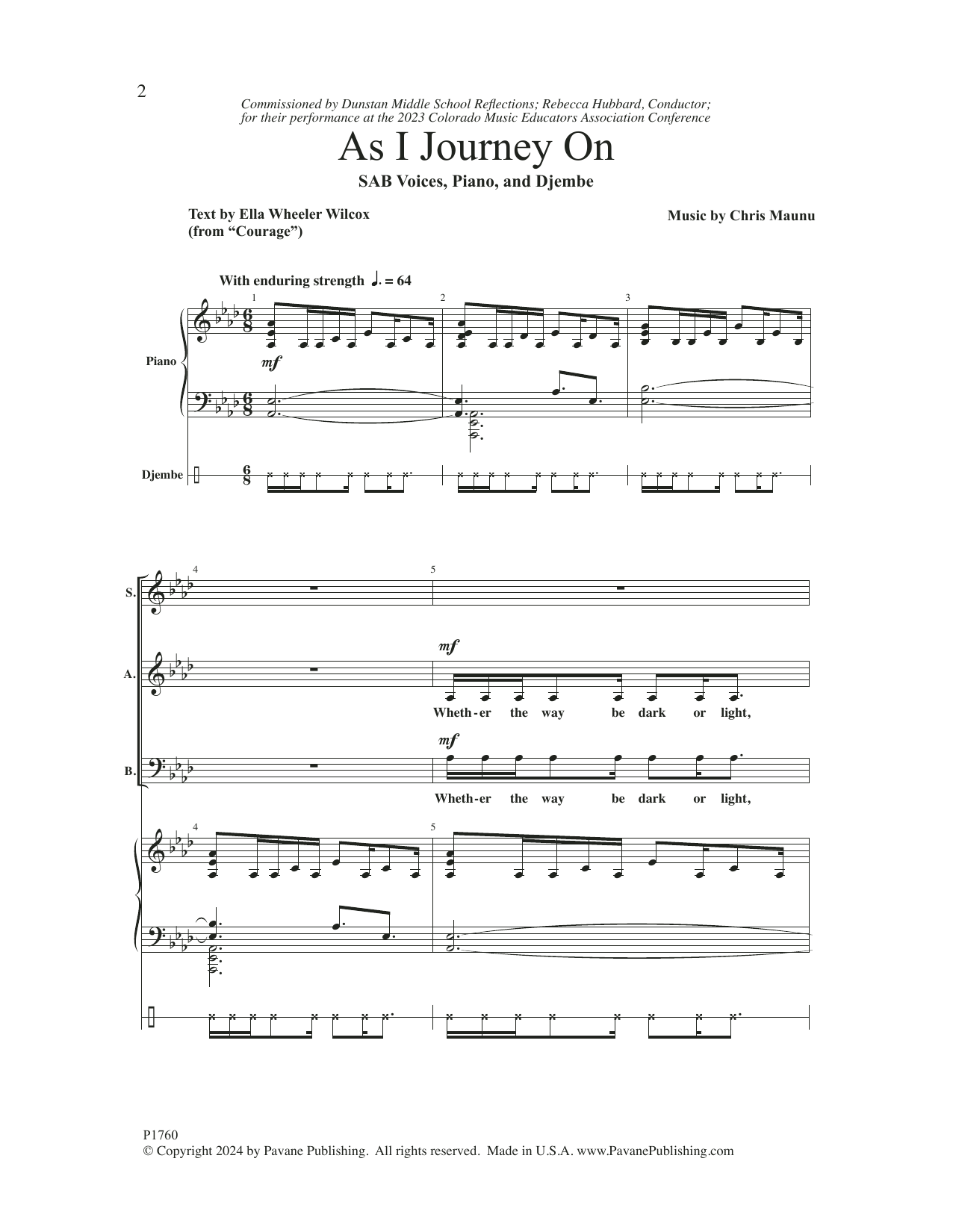 Chris Maunu As I Journey On Sheet Music Notes & Chords for SAB Choir - Download or Print PDF