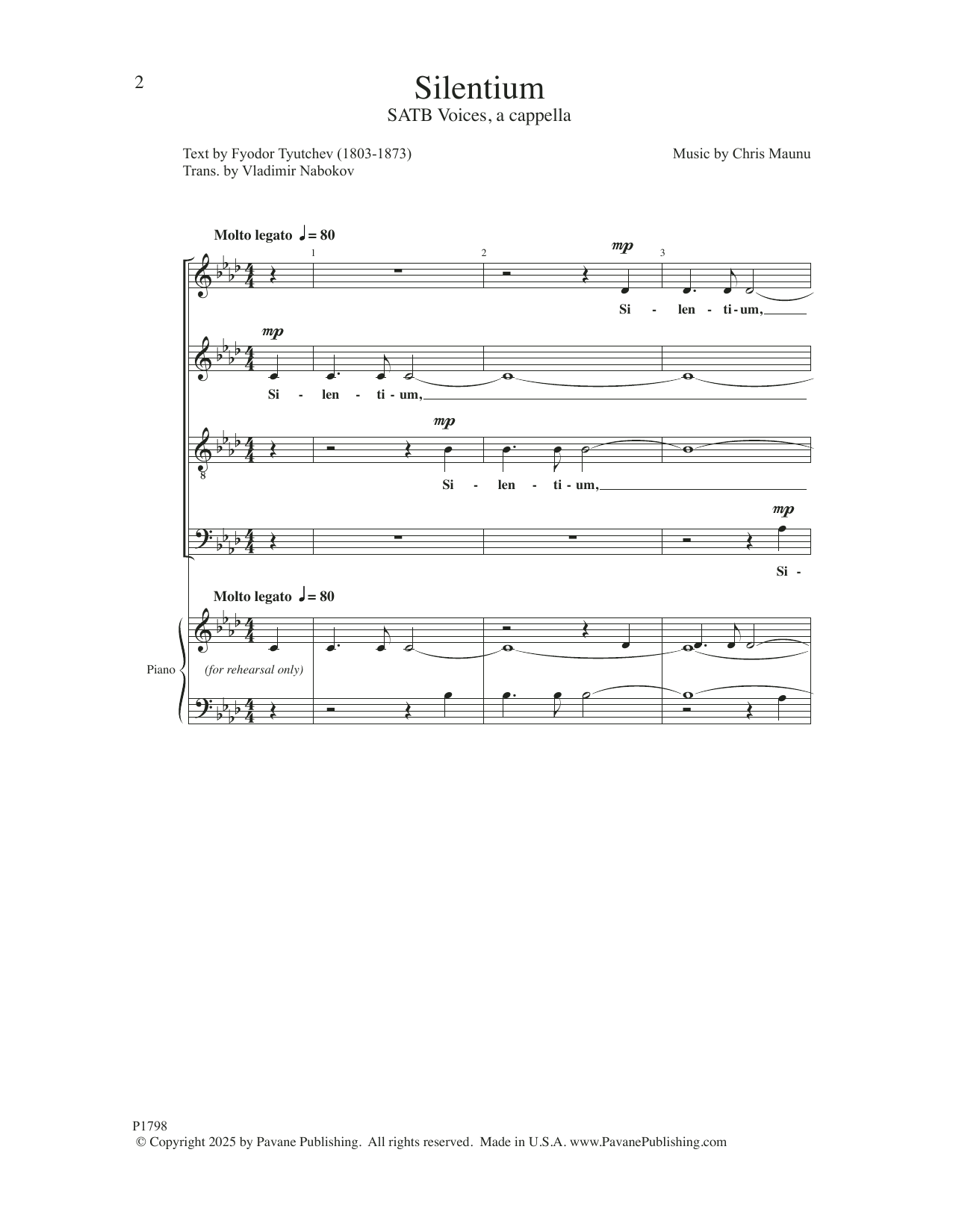 Chris Maunu Silentium Sheet Music Notes & Chords for SATB Choir - Download or Print PDF