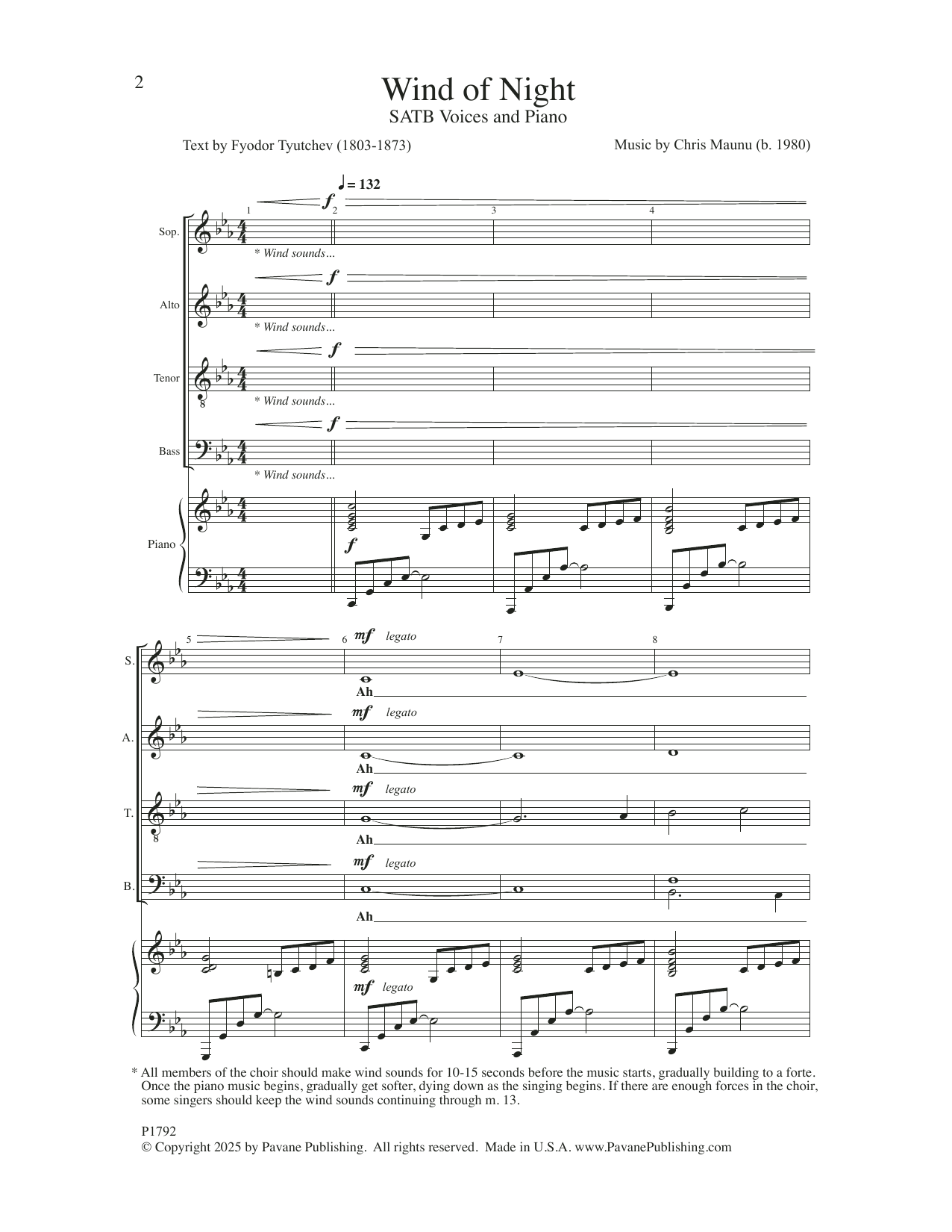 Chris Maunu Wind of Night Sheet Music Notes & Chords for SATB Choir - Download or Print PDF