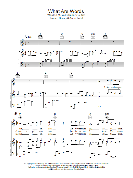 Chris Medina What Are Words Sheet Music Notes & Chords for Piano, Vocal & Guitar (Right-Hand Melody) - Download or Print PDF